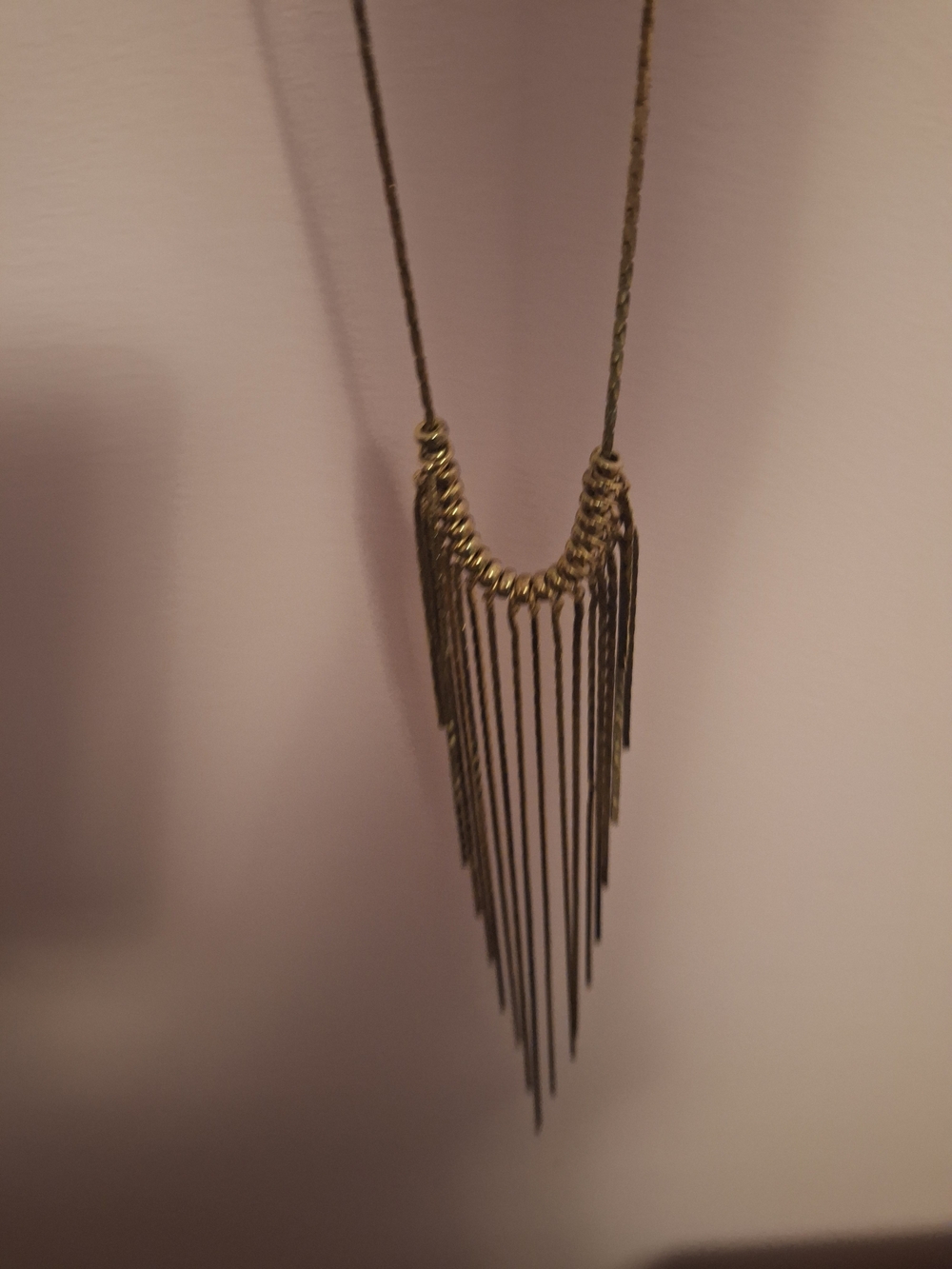 NWT Saks Fifth Avenue Gold-Tone Fringe Drop Necklace. - Picture 2 of 5